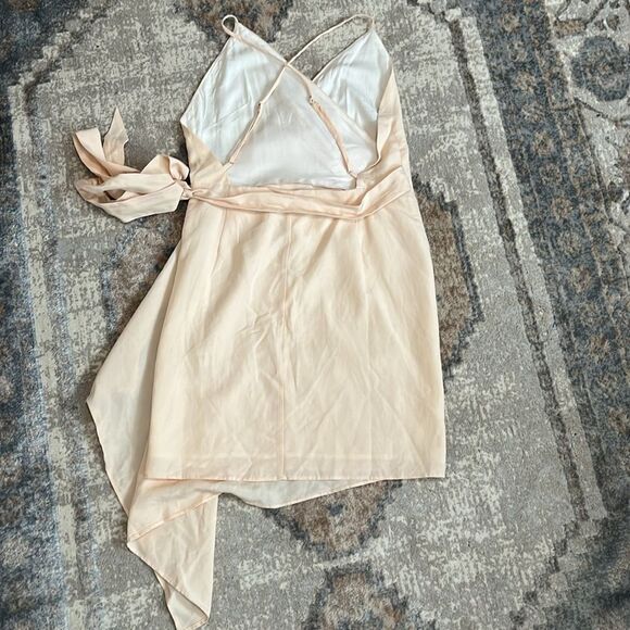 LPA (NWT) Light Pink Cross Back Tencil Linen Blend Mini Wrap Dress, Size M - Picture 6 of 10